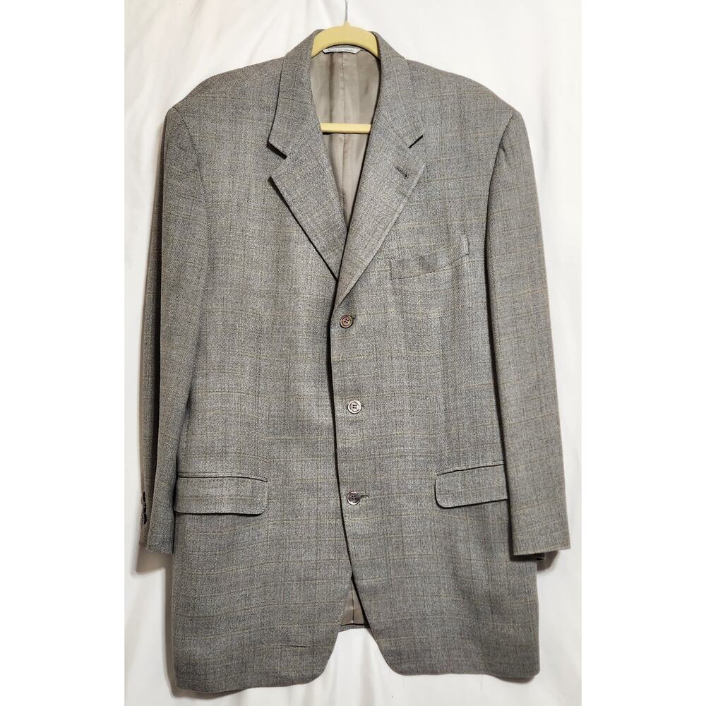 Canali Proposta Blazer Mens EU‎ 54L US 44L Silk/Wool Gray Plaid Italy SEE PICS